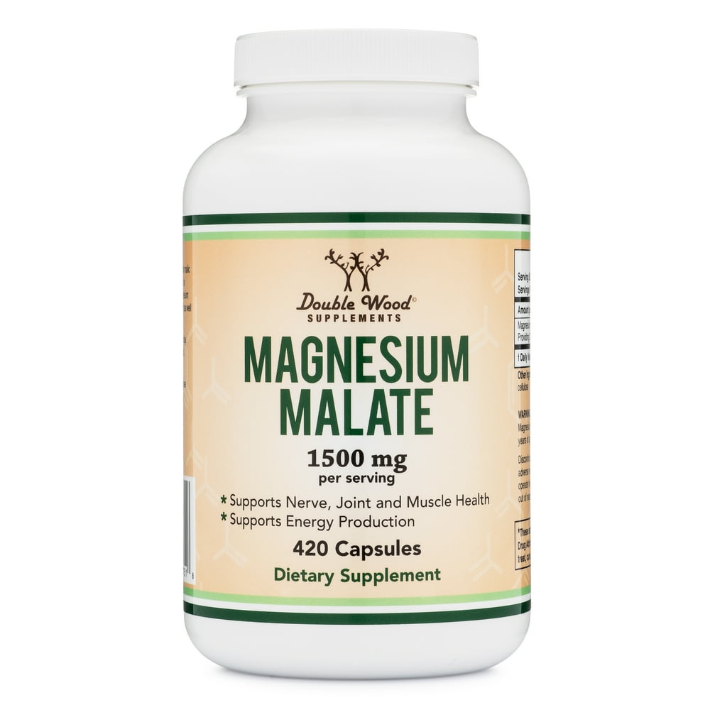 Magnesium Malate Capsules (420 Count) 1,500mg Per Serving (Magnesium