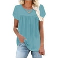 thumbnail image 4 of ZQUUVOU Women's T-Shirt Crewneck Cap Sleeve Loose T Blouses Shirts Blue (S), 4 of 7