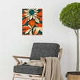 thumbnail image 2 of Flower Design Teal Orange Abstract Linocut Unframed Wall Art Print Poster Home Decor, 2 of 3