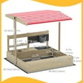 thumbnail image 3 of Outsunny Kids Sandbox with Cover, Wooden Sand Box Outdoor, Natural Wood, 3 of 9