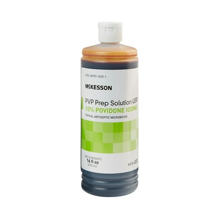 McKesson Povidone-Iodine Skin Prep Solution, First Aid Antiseptic, 16 oz, 1 Ct