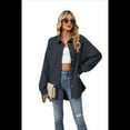 thumbnail image 1 of Camisas de con Botones para Mujer, Elegantes, Informales, de Larga, Holgadas, con Bolsillo, Azul Marino M, 1 of 9