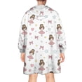 thumbnail image 2 of Ballet Princess Pattern Wearable Oversized Blanket,Wearable Blanket Hoodie for Adults,Cozy Hooded Blankets with Super Pockets,Super Warm Fuzzy Pullover for Women & Men, 2 of 6