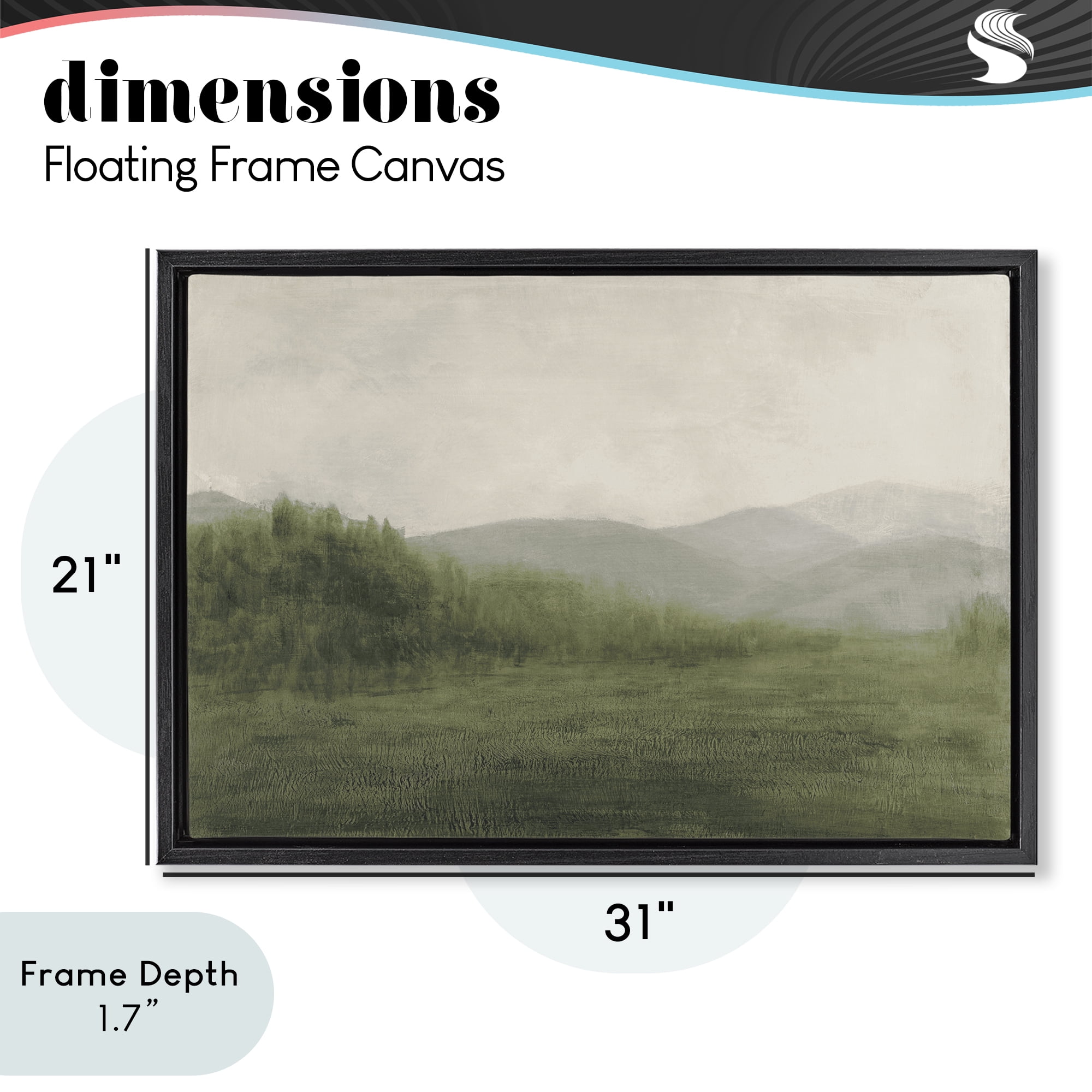 Stupell Industries Fog Green Countryside Black Framed Floater Canvas Wall Art, design by Walt Johnson