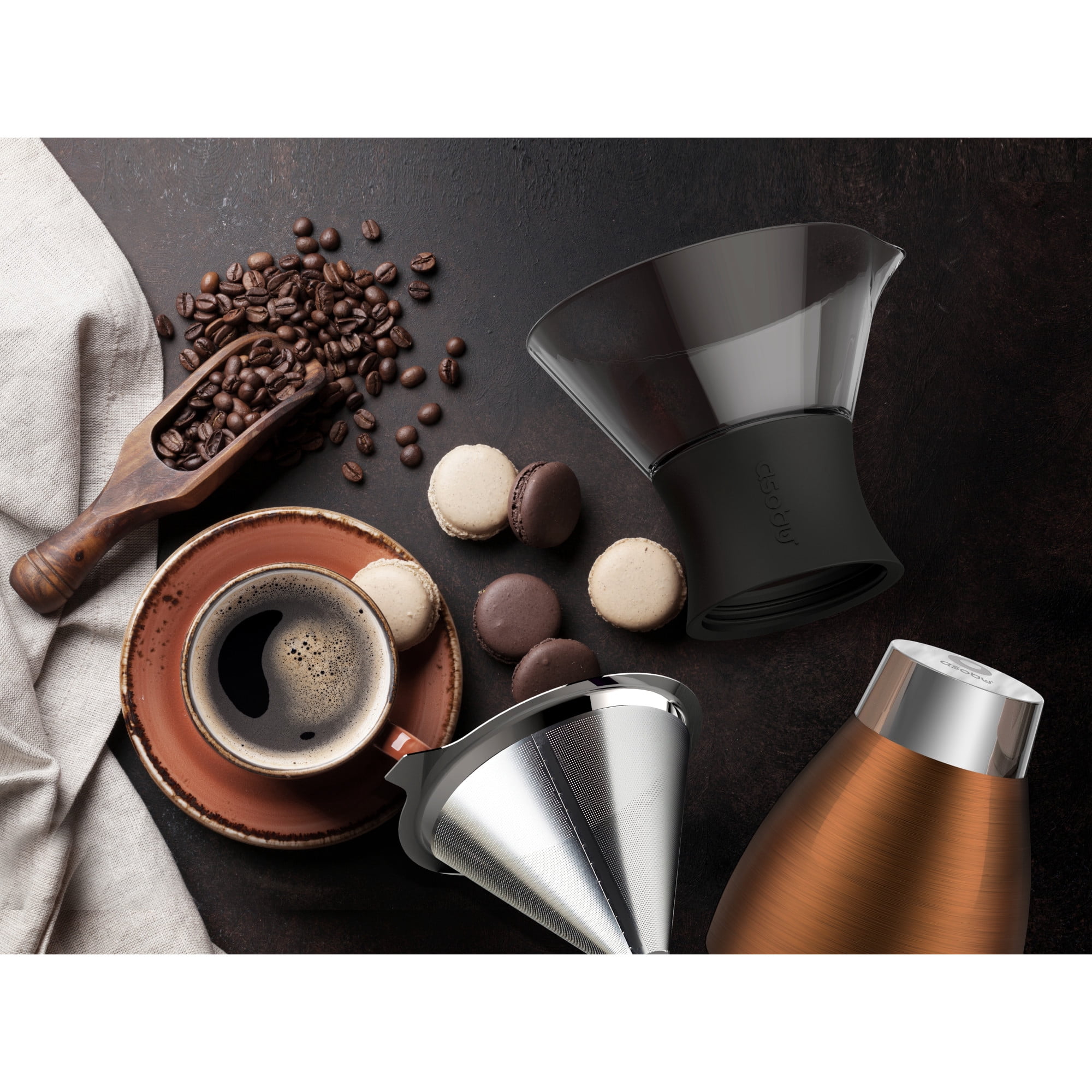 Asobu Insulated Pour Over Coffee Maker (32 oz.) Double-Wall Vacuum, Stainless-Steel Filter and Take on the Go Carafe (Copper)