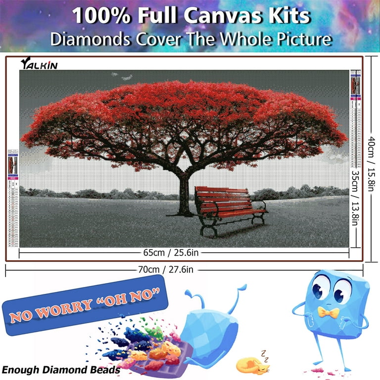 YALKIN Red Tree Desk Large Diamond Painting Kits for Adults (27.6 x 15.7  inch), 5D Diamond Art Full Round Drill DIY Embroidery Pictures Arts Cross Stitch  Kits for Home Wall Decor 