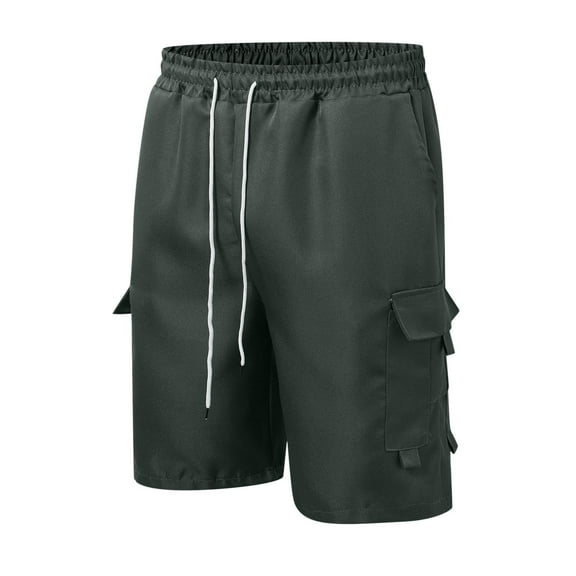 Men's Summer Quick-Dry Sports Shorts, Multi-Pocket Outdoor Shorts with Elastic Waist & Breathable Lining ,Army Green L