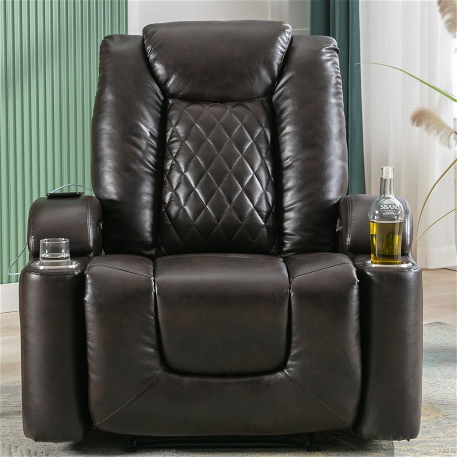 Kadyn Power Motion Recliner, Power Lift Chair with USB Charge Port and Cup Holder, PU Lounge Chair for Living Room, Brown Kadyn Power Motion Recliner, Power Lift Chair with USB Charge Port and Cup Holder, PU Lounge Chair for Living Room, Brown