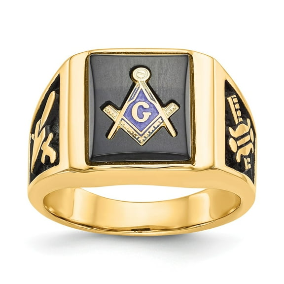 14K Yellow Gold Ring Band Men's Masonic