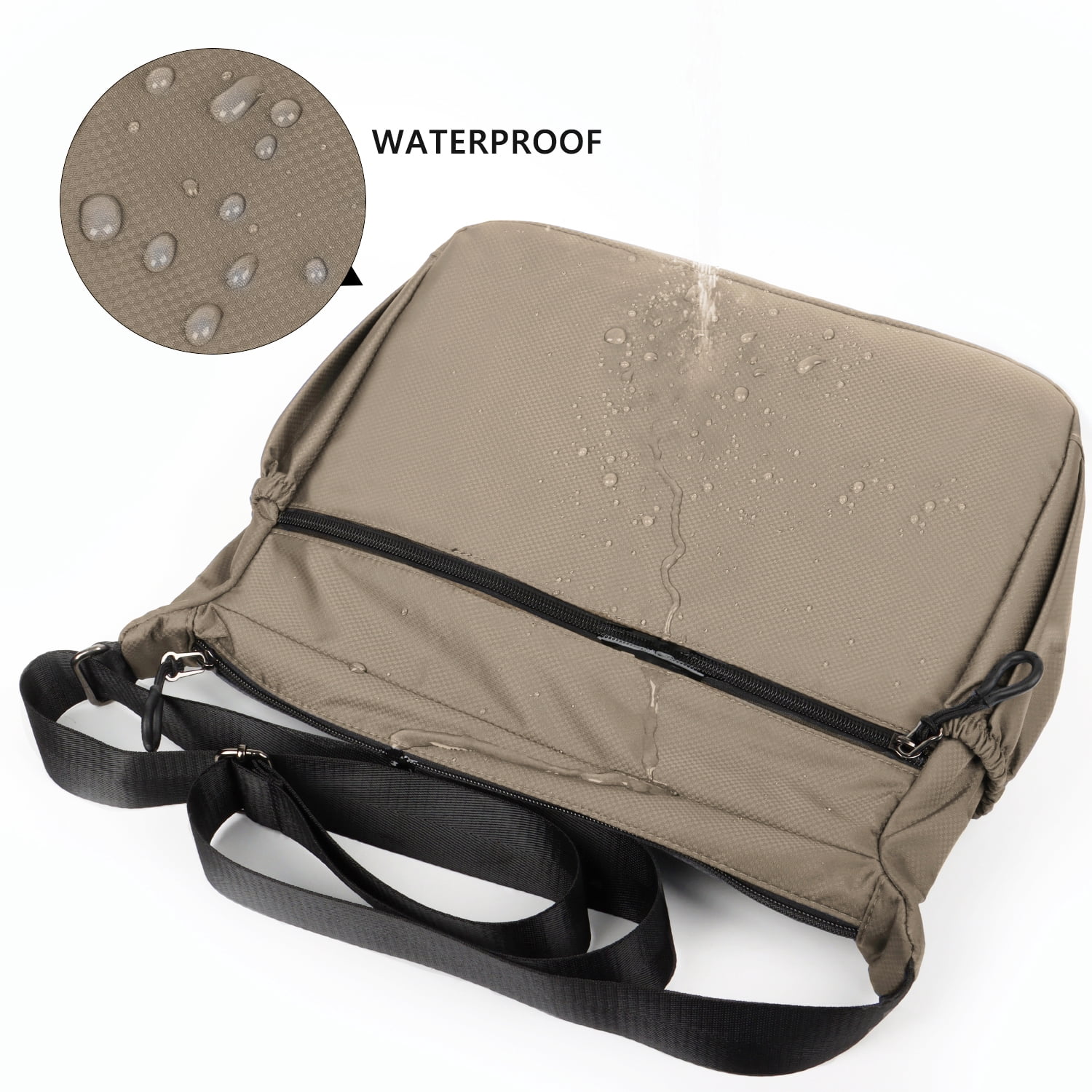 Crossbody Bag for Women Men Multi-Pocket Shoulder Purse Waterproof Lightweight Casual Travel Satchel Handbag,Khaki,319