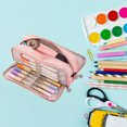 thumbnail image 4 of Estuche de lona para lápices, estuche de gran capacidad, estuche para lápices con 3 compartimentos para niños, material escolar, oficina, bolsa de maquillaje, 4 of 6