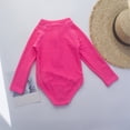thumbnail image 5 of BOOMNY Toddler Baby Girls One Peice Swimsuits Long Sleeve Rash Guard for Kids Solid Color Lightweight Summer Vacation Beach Swimwear, 5 of 6