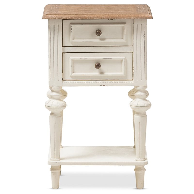 Baxton Studio Marquetterie French Provincial Style Weathered Oak and White Wash Distressed Finish Wood Two-Tone 2-Drawer and 1-Shelf Nightstand Baxton Studio Marquetterie French Provincial Style Weathered Oak and White Wash Distressed Finish Wood Two-Tone 2-Drawer and 1-Shelf Nightstand