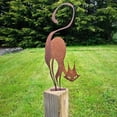 thumbnail image 5 of 1pc Rustic Iron Cat Fence Decor, Garden Outdoor Feline Statue Ornament, Suitable for Lawn, Wooden Posts, Garden Party, Gift, Halloween, Christmas, 5 of 18