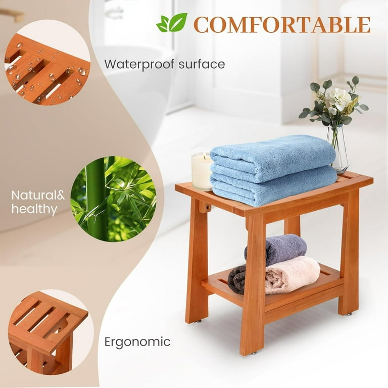 Ubuy Bamboo Shower Chair Spa Shower Bench Unibambou Bamboo Shower