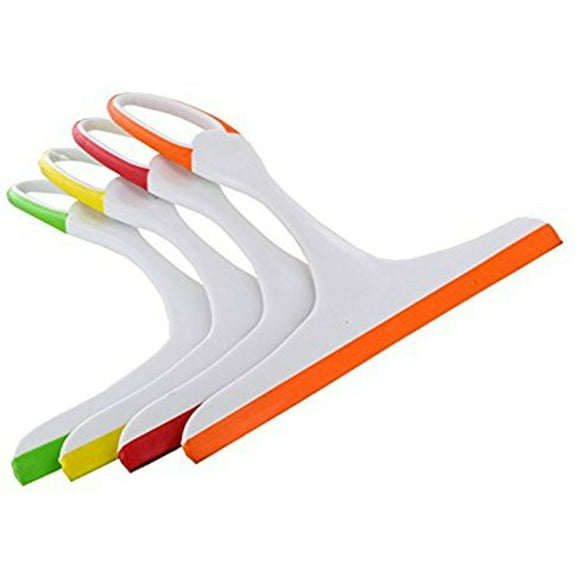 Set of 4 Black Duck Brand Slim Design 9.5" x 9" Window Shower Glass Squeegee Assorted Colors (4)