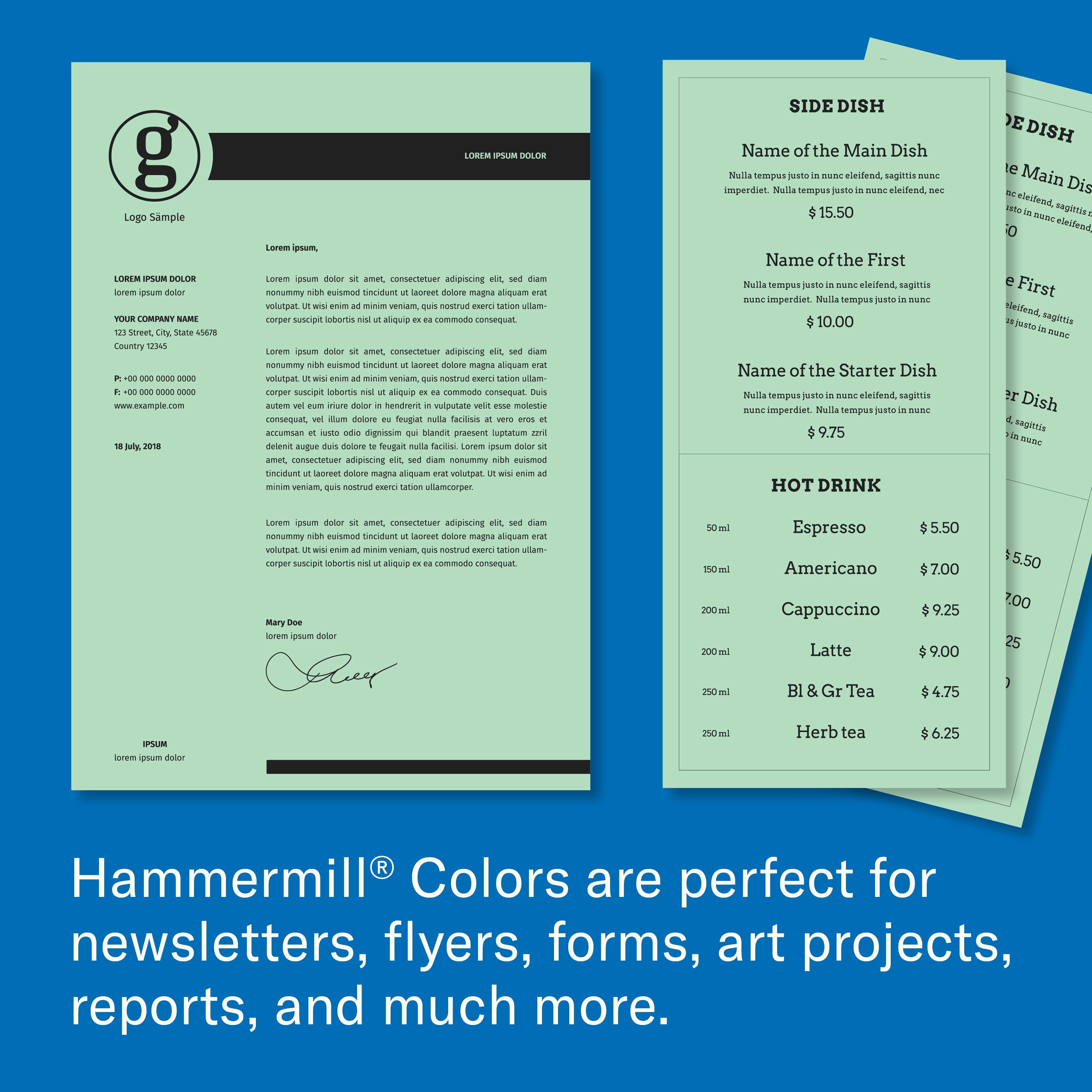 Hammermill Colored Paper, Green Paper, 20lb, 8.5x11 Copy Paper, 1 Ream