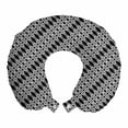 thumbnail image 1 of Geometric Travel Pillow Neck Rest, Diagonal Order Diamond Shapes and Rhombus Ornamental Monochrome Print, Memory Foam Traveling Accessory Airplane and Car, 12", Charcoal Grey White, by Ambesonne, 1 of 2