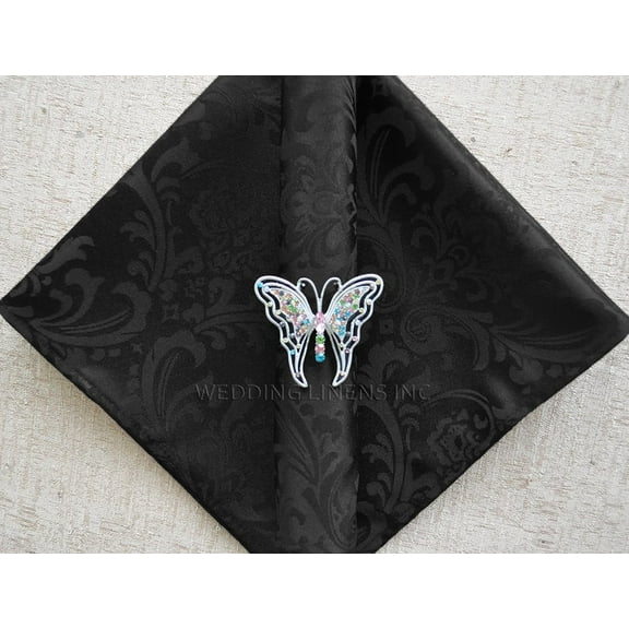 Wedding Linens Inc. (10 pcs) 20'' x 20" Jacquard Damask Polyester Napkins - Black