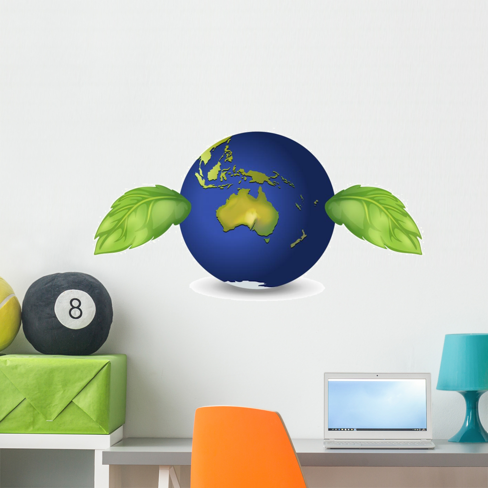 Planet Earth Leaves Wall Mural Decal by Wallmonkeys Vinyl Peel and ...