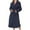 Navy, variant on Women's Solid Color Long Sleeve Plush Bathrobe - Winter Warm Homewear, Brown, L
