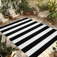 thumbnail image 2 of Outdoor Rug 3x5 ft Black and White Striped Pattern Waterproof Outdoor Patio Rug Mat Non Slip Outside Area Rugs Carpet for RV,Camping,Porch,Deck,Pool,Balconybackyard,Minimalist, 2 of 9
