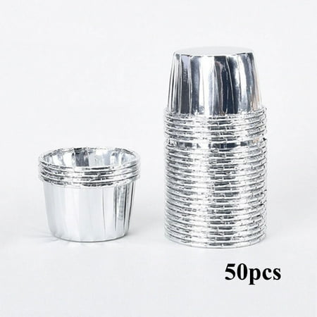 

50PC Aluminum Foil Cup Cake Cases Muffin Cupcake Wrappers Paper Wedding Party UK