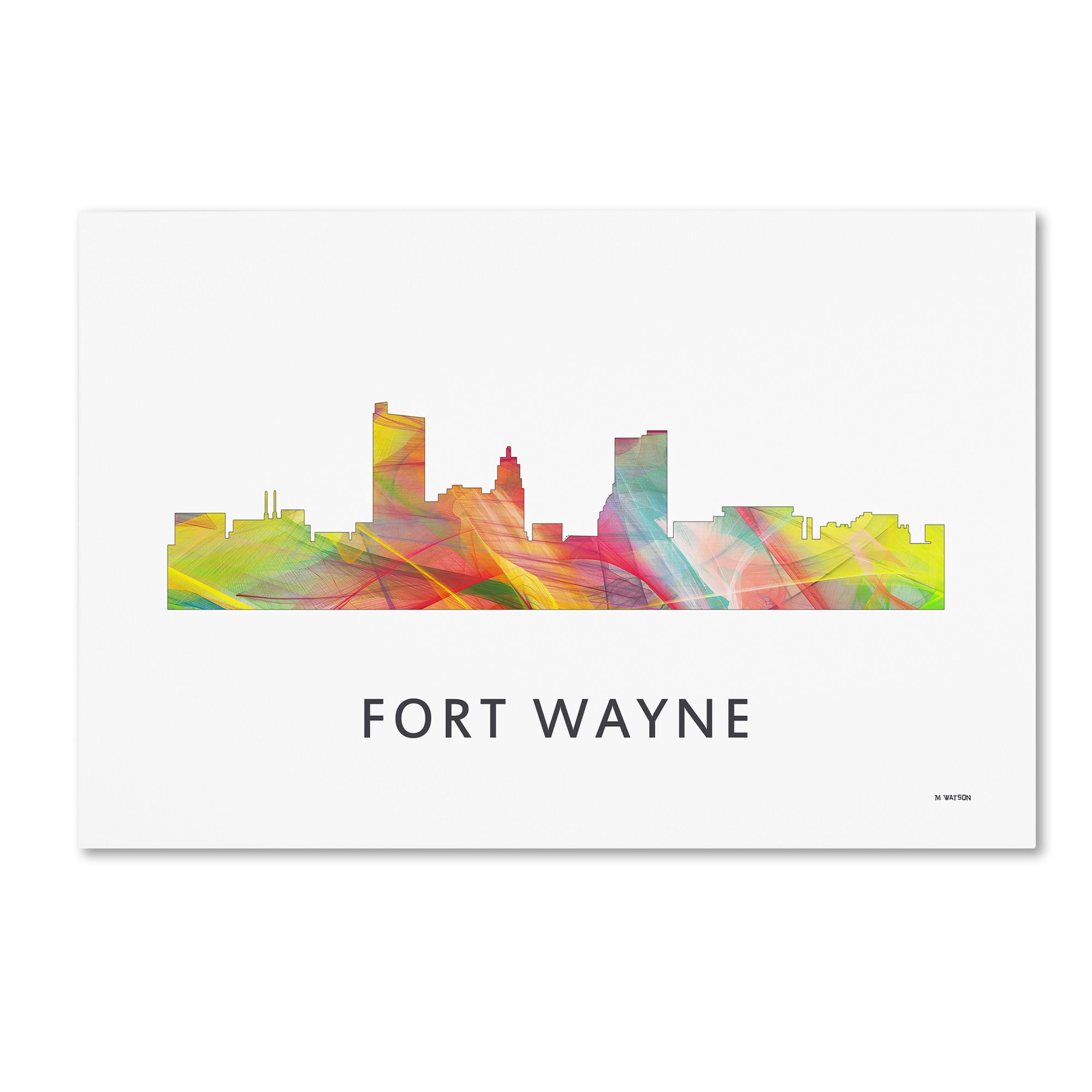 Trademark Fine Art 'Fort Wayne Indiana Skyline WB-1' Canvas Art by Marlene Watson