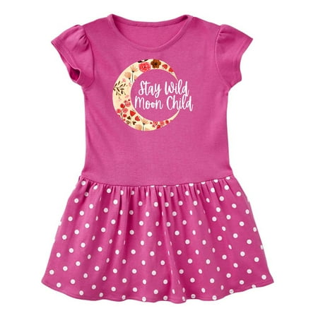 

Inktastic Baby Stay Wild Moon Child Crescent Moon with Flowers Gift Toddler Girl Dress