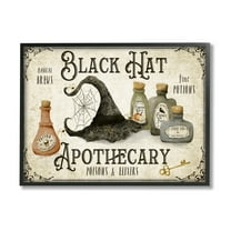 Stupell Industries Black Hat Apothecary Potions Holiday Painting Black Framed Art Print Wall Art, 14 x 11