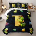 thumbnail image 2 of Homewish Dinosaur Twin Quilt Set for Boys Girls, Dino Letter T Twin Coverlet Set, 2 of 7