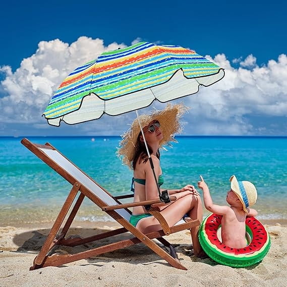 2 Pcs Automatic Chair Umbrella with Universal Clamp 44" UPF 50+ Portable Clamp on Beach Chair Adjustable Wheelchair Umbrella for Outdoor Patio Parasol