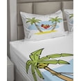 thumbnail image 2 of Ambesonne Beach Fitted & Top Sheet Set with Shams, Hammock Palm Tree Shade, Multicolor, 2 of 4