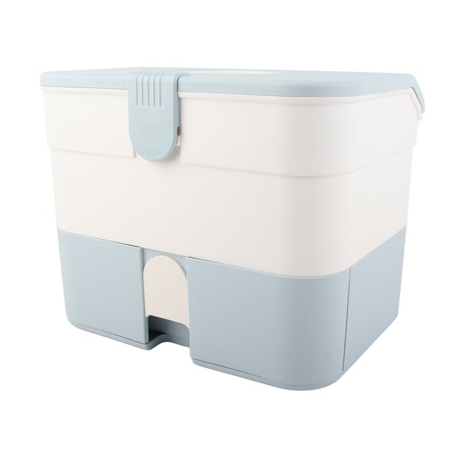 Cosmetic Storage Box, Portable Compartment Design Dustproof Cosmetic Storage Box 2 Layers Drawer Large Capacity Makeup Storage Box with Handle for Nail Polish Nail Art