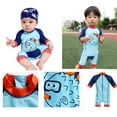 thumbnail image 4 of URMAGIC Baby Boys One Piece Zip Swimsuit Set Toddler Long Sleeve Sun Protection Swimwear with Hat 2-3 Years, 4 of 13