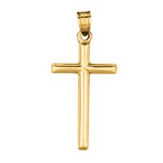 GOLDIA 14K Yellow Gold All Shiny Small Cross Pendant