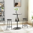 thumbnail image 3 of VECELO 3-Piece Bar Table Set with Wine Rack, Round Bistro Table with 2 Stools for Breakfast Nook, Dining Room, Kitchen, Black, 3 of 9