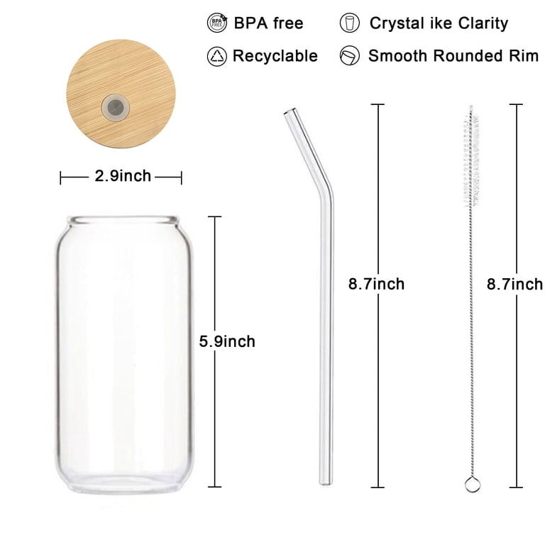 Glass Cups with Lids and Straws, 16 oz, 4-Pack photo 6