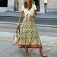 thumbnail image 2 of Rciityk Long Skirts for Women Maxi Boho Skirt Print Elastic High Waist Loose A-line Large Hem Skirt Summer Vacation Beach Skirt, 2 of 6
