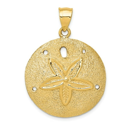 Real 14kt Yellow Gold Solid Polished Laser-Cut Sand Dollar Pendant; for Adults and Teens; for Women and Men