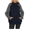 thumbnail image 2 of Zip Up Hoodie for Womens Pullover Fashion Plus Size Solid Color Blocked Loose Long Sleeved Hoodie Sweatshirt Long Sleeved-neck Top/shirt, 2 of 8