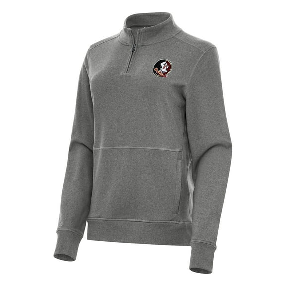 Women's Antigua Heather Charcoal Florida State Seminoles Crush Quarter-Zip Fleece Sweatshirt