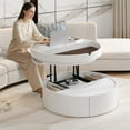 thumbnail image 3 of TesNus Round Lift Top Coffee Table 29.5", White MDF Coffee Table with Hidden Storage and Drawer for Living Room, 3 of 8