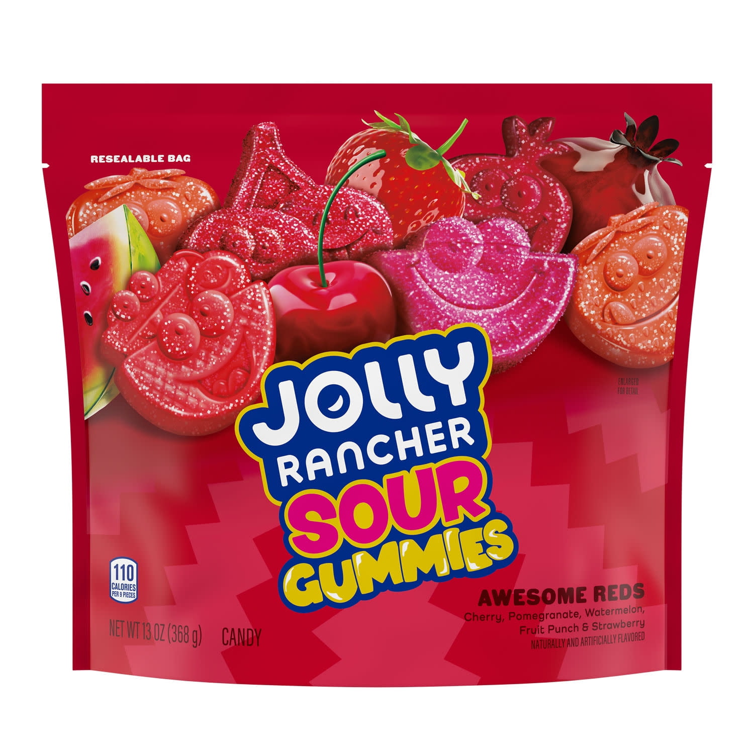 Jolly Rancher Sour Gummies Awesome Reds Assorted Fruit Flavored Candy, Bag 13 oz