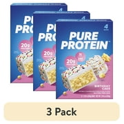 (3 pack) Pure Protein Bars, Birthday Cake, 20g Protein, Gluten Free, 1.76 oz, 4 Ct