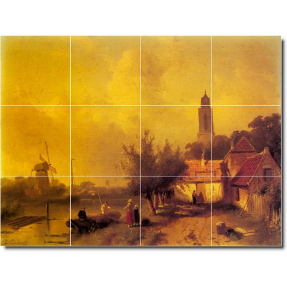 Ceramic Tile Mural-Charles Leickert Landscapes Painting 168. 32" w x 24" h using (12) 8 x 8 ceramic tiles