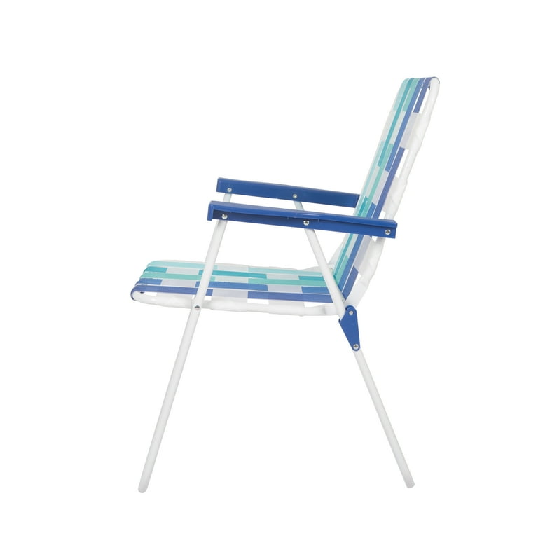 Mainstays Folding Beach Web Chair Blue Tonal Stripe Walmart