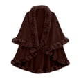 thumbnail image 1 of Birdeem Women's Winter Shawl Cape Jacket, Solid Color Warm, Belt Decorative Ball Design, 1 of 5