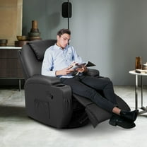 Vineego 360° Swivel PU Leather Chair with Massage Function Adjustable Home Theater Single Recliner,Black