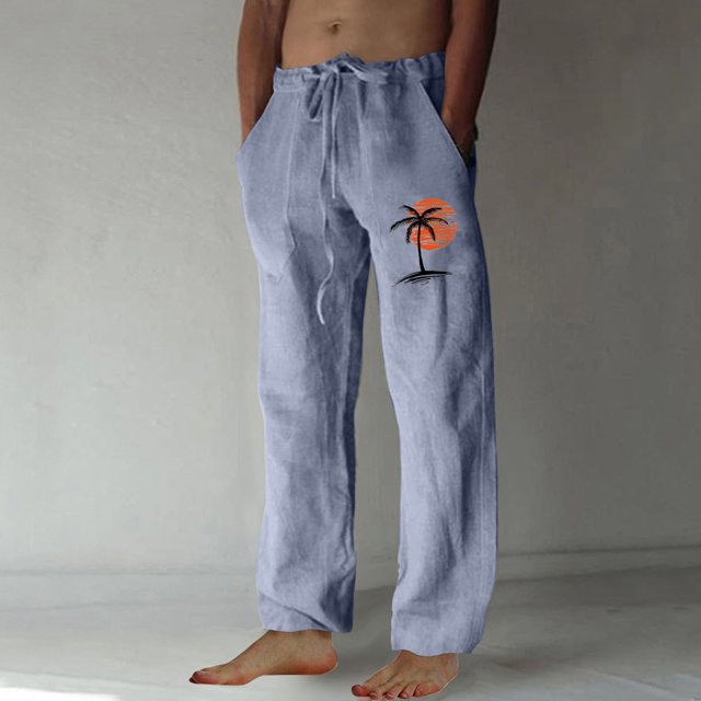 Pantalones largos para hombre, moda, estampados, casuales, cintura elástica con bolsillo, pantalones deportivos, pantalones de poliéster para hombre.
